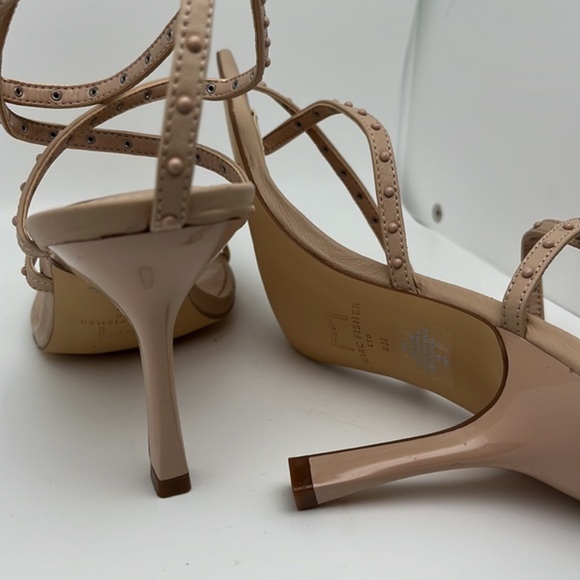 Marc Fisher Dallin Tan Ankle Strap Stiletto Heels Square Toe Sandals Size 8 - Picture 11 of 14